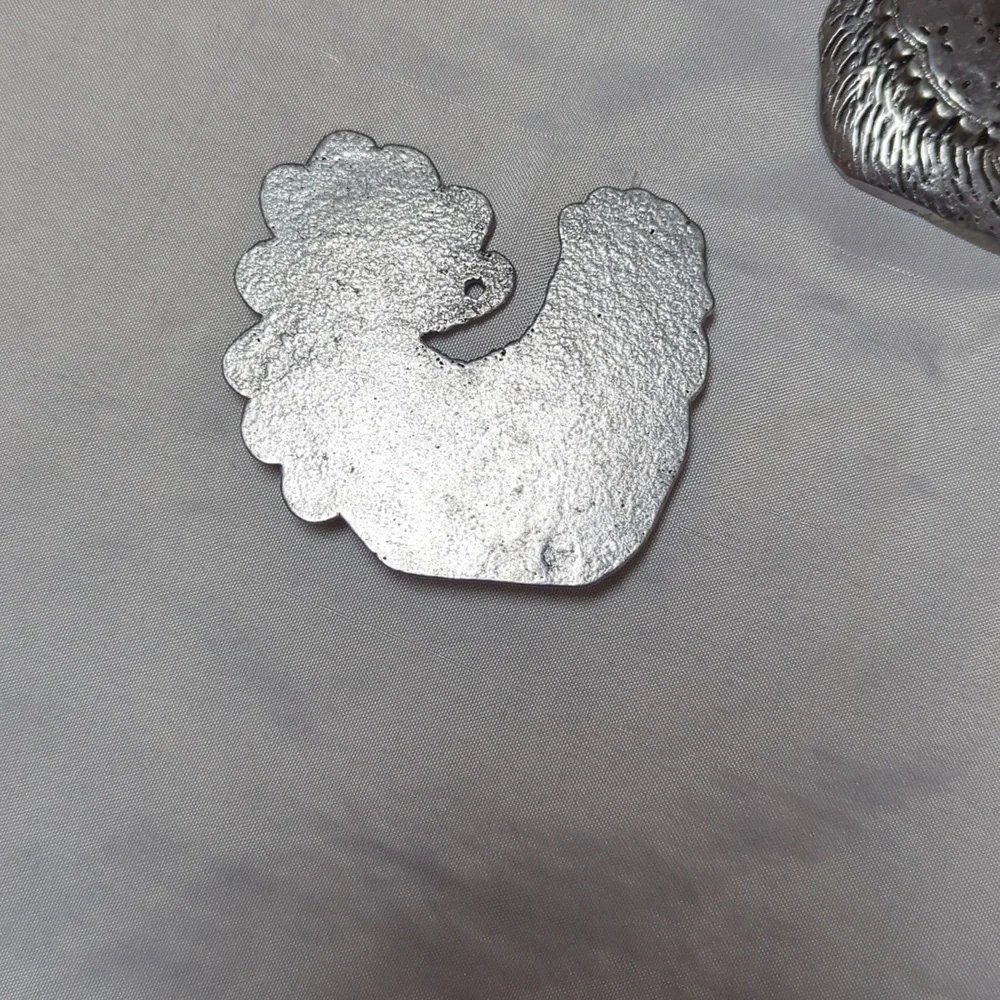 Vintage 1989 Carson Pewter Bird Ornaments Set of 12 Chickens, Ducks Cardinals
